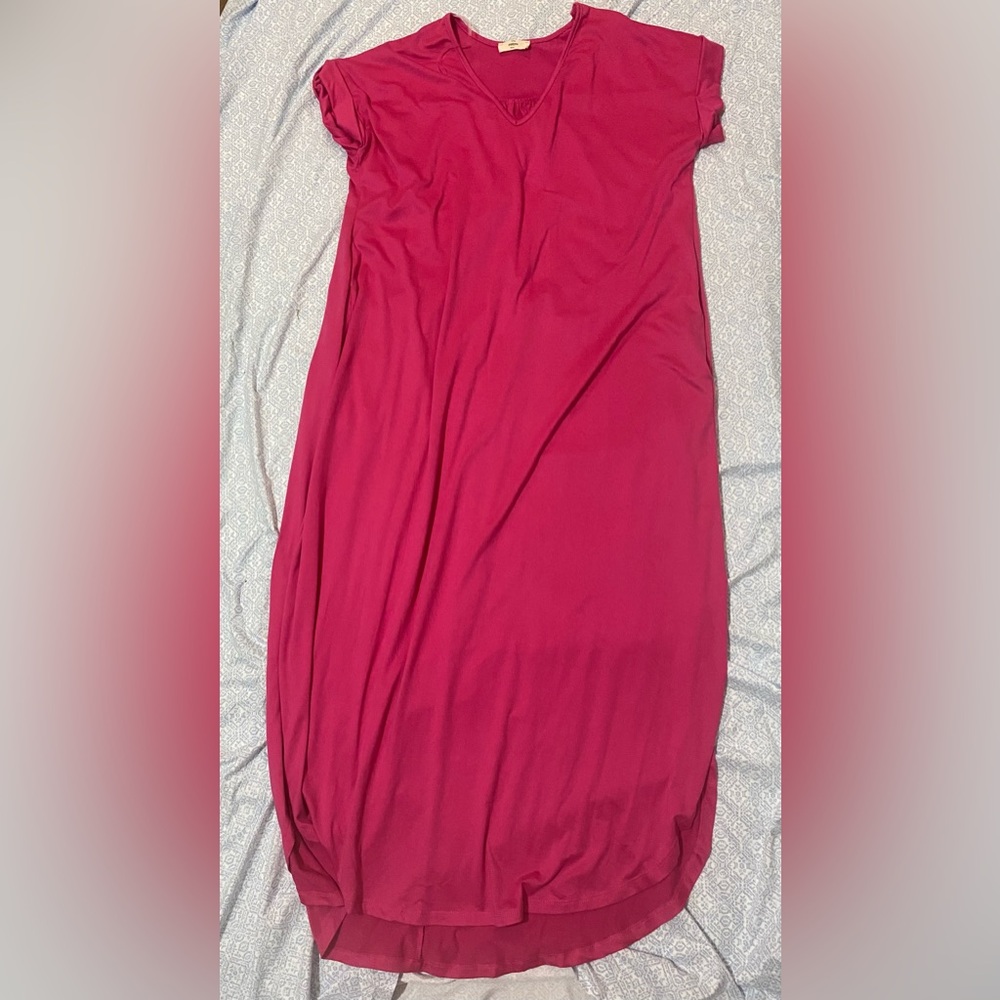 Entro Vibrant Pink Maxi Dress with pockets large